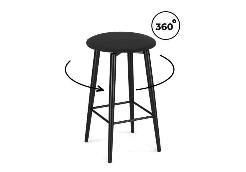 Барный стул Гангток крутящийся черный / черный матовый (36x36x64). 