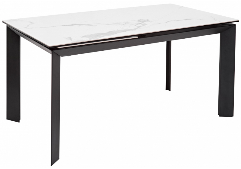 Керамический стол Cremona 140 matte statuario белый мрамор матовый / черный (85x76). 