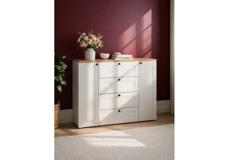 Комод Опра 16.221 F белый шагрень / дуб золотой craft (120x41,9x99,3)